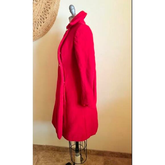 Saks Fifth Avenue Red Wool Coat ILGWU Vintage Mod Double Breasted A-Line XXS/XS - Picture 2 of 6